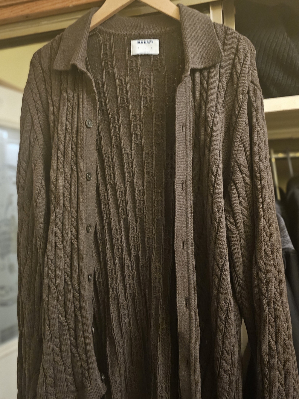 Old Navy Brown Cable Knit Button-Up Cardigan